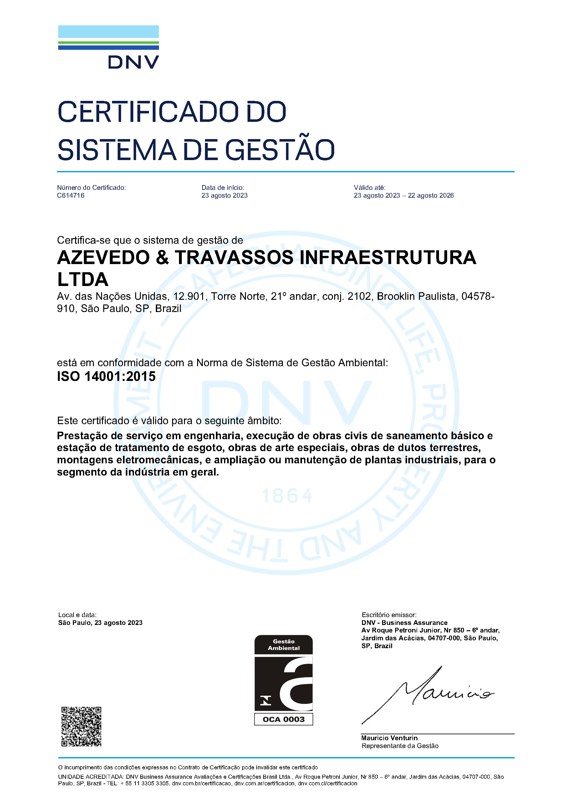 Certificação ISO 14001:2015
