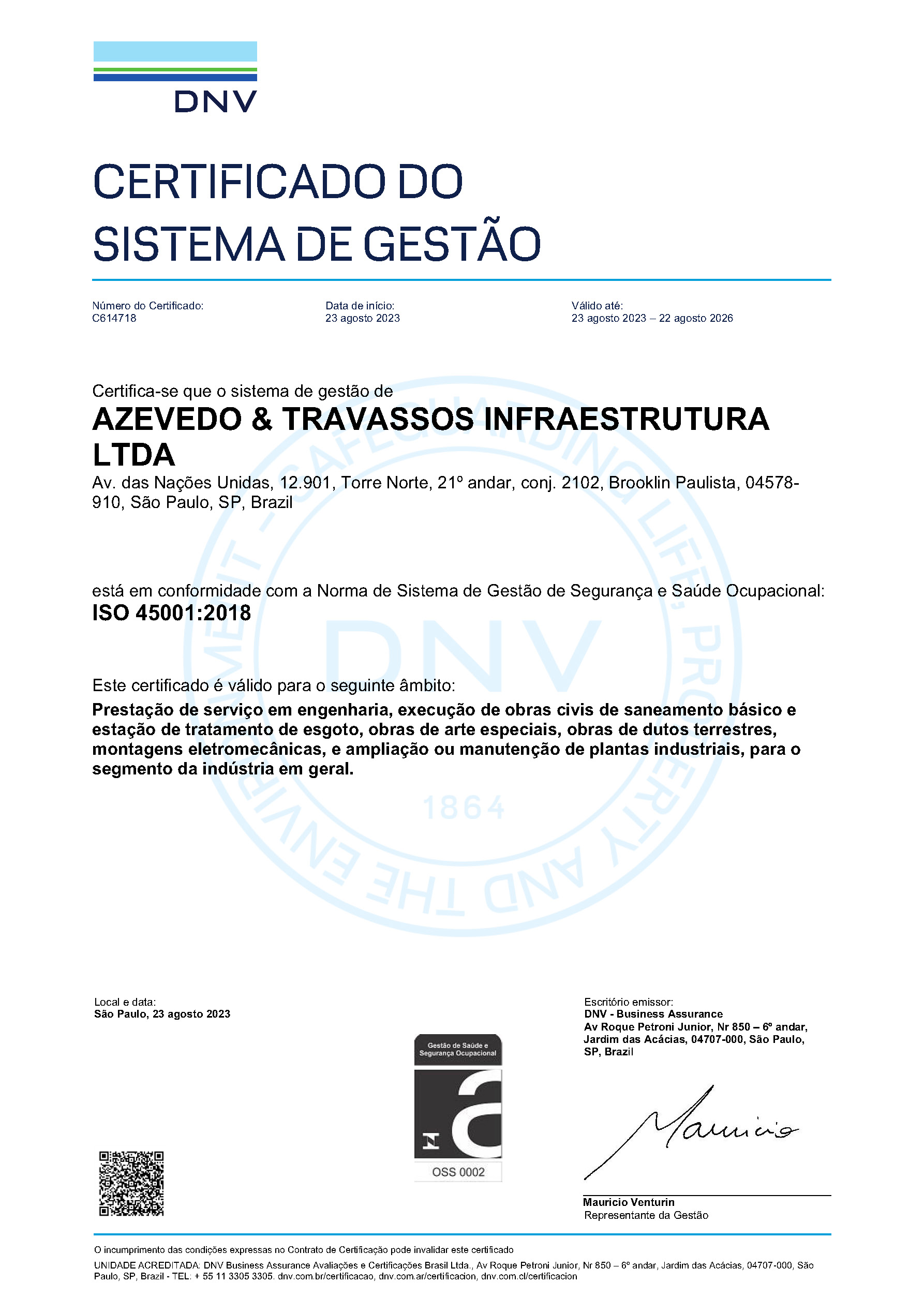 Certificação ISO 45001:2018